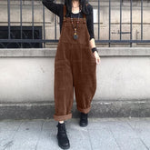 Women's Autumn Overalls Lizakosht 2022 Kaftan Corduroy Jumpsuits Casual Suspender Harem Pants Female Solid Rompers Femme Oversize